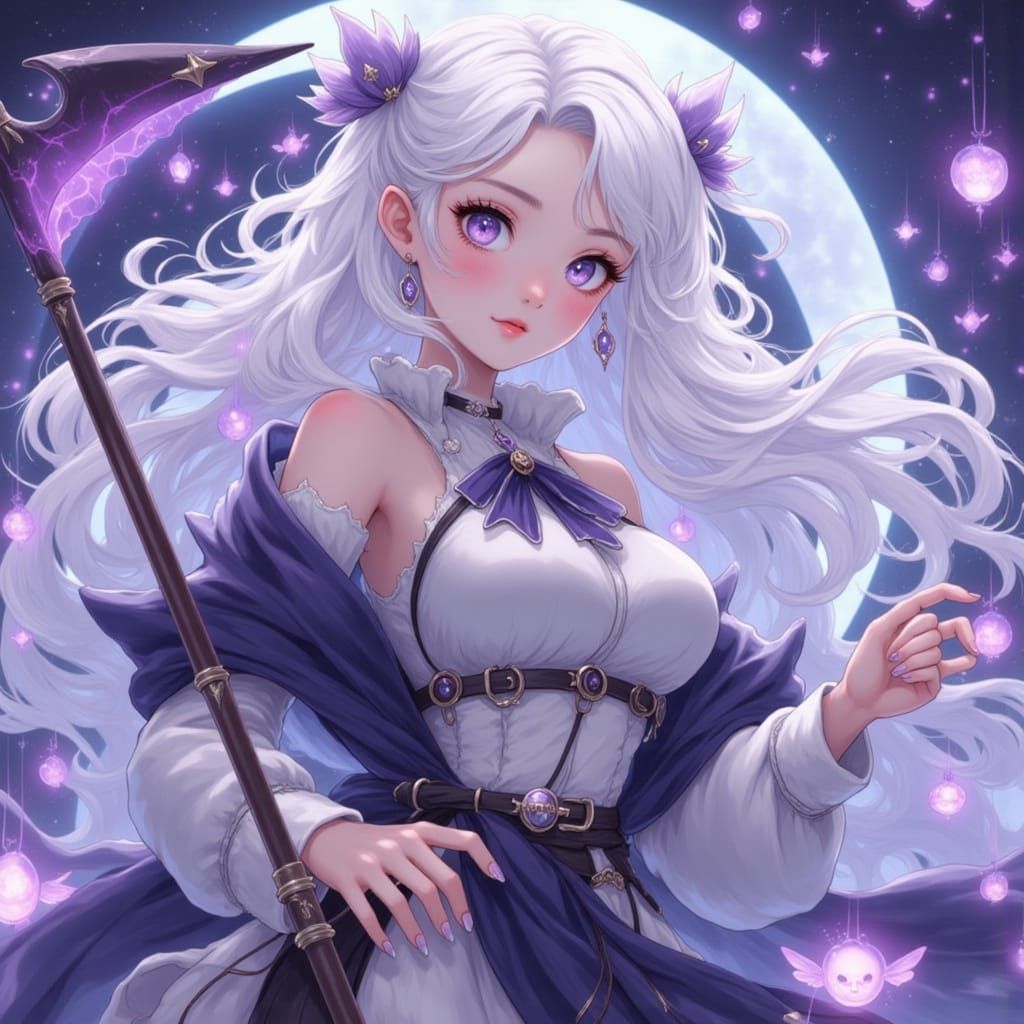 Anime Goddess with Scythe in One Piece Style