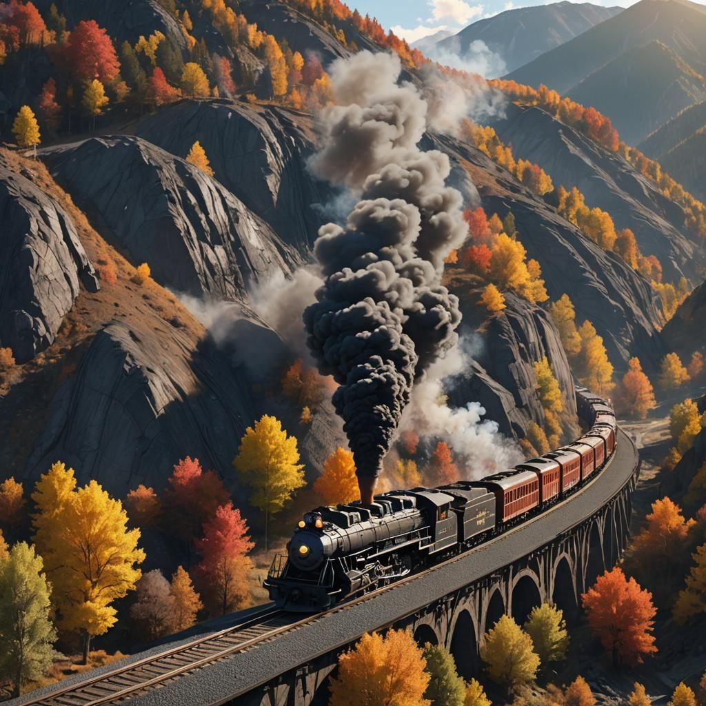 Old Fashion Coal Train at Sunset