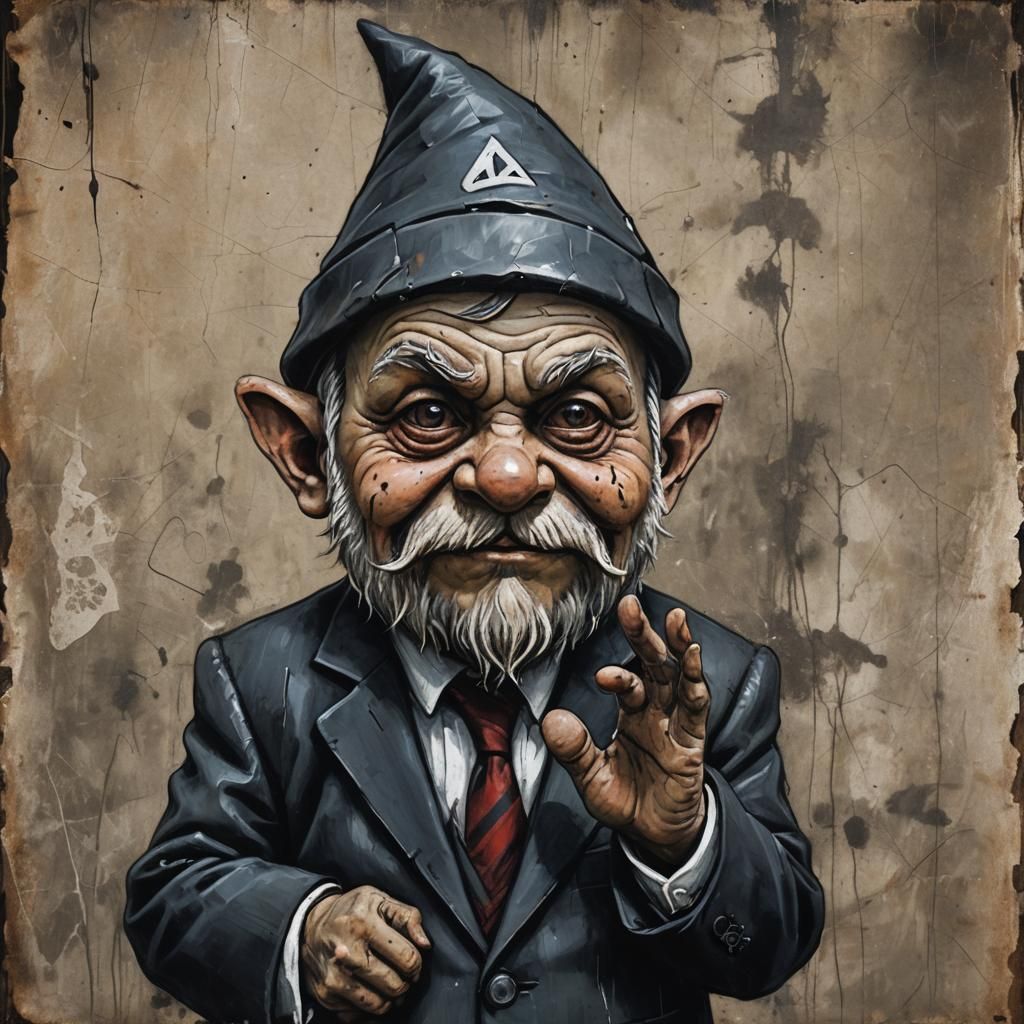 Disturbing Gnome Portrait in Graffiti Art Style