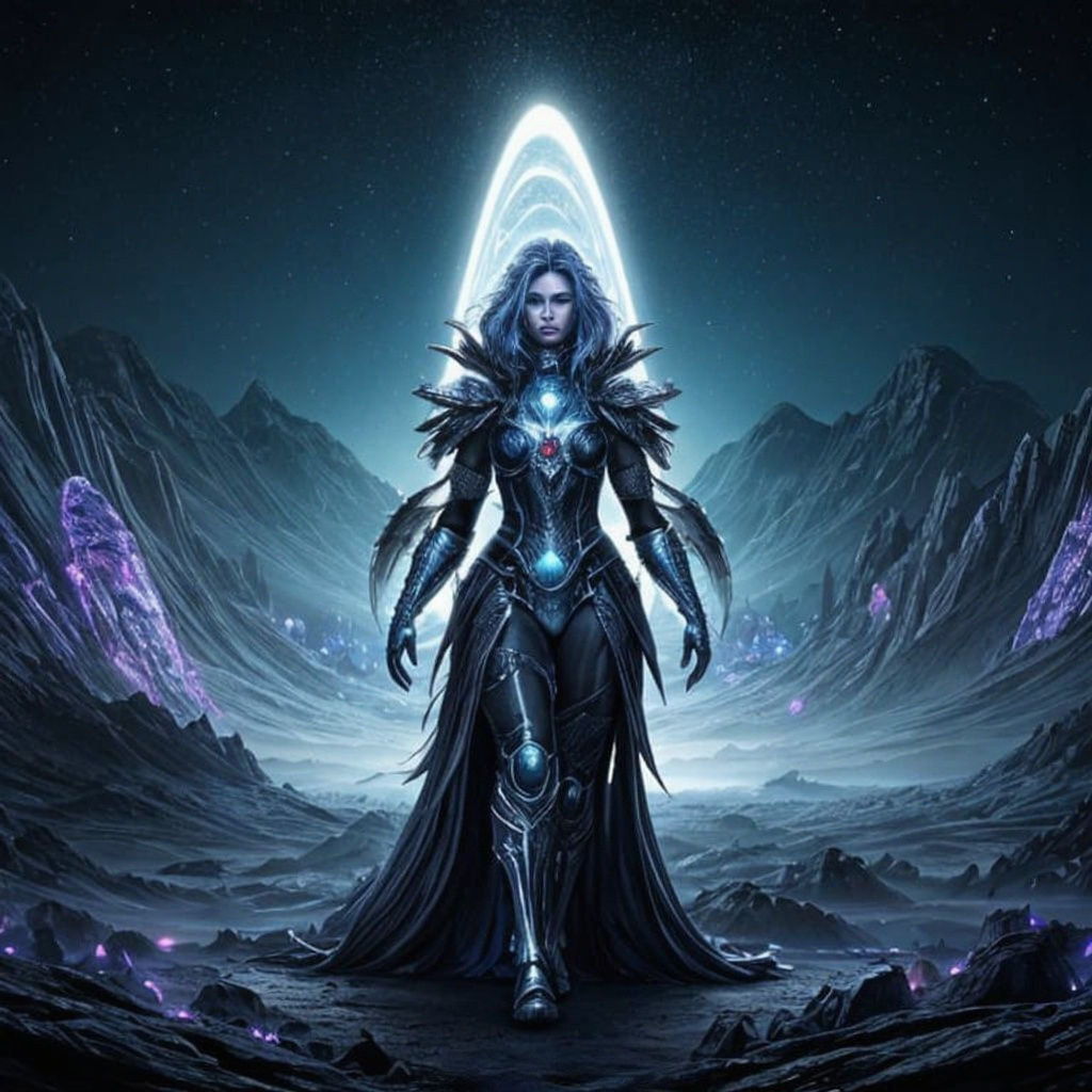 Ethereal Goddess on Alien Planet in Digital Matte Painting