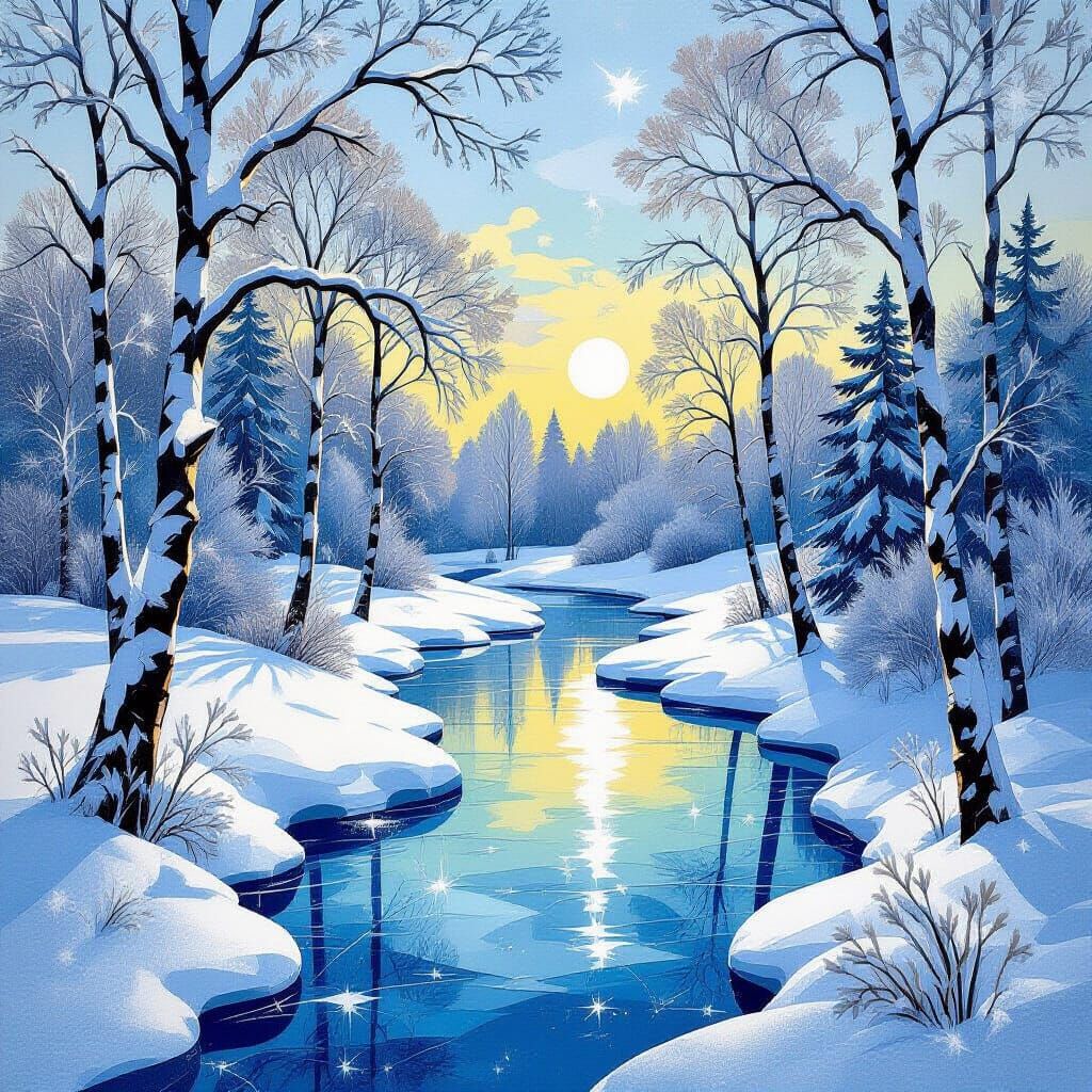 Serene Winter Landscape Collage at Golden Hour