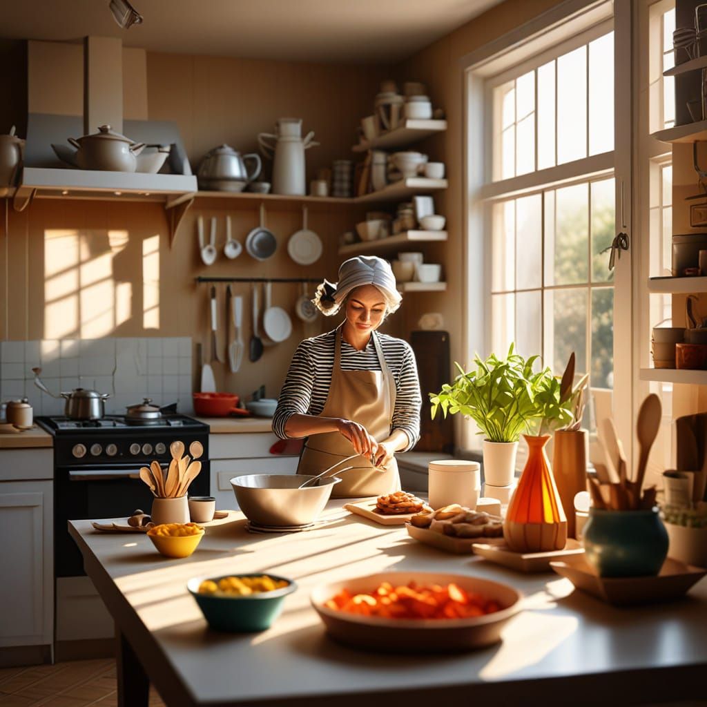 A Whimsical Kitchen Scene in Soft Focus