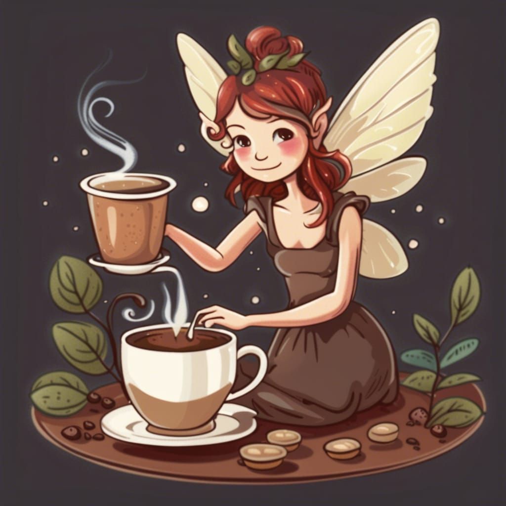 Fairy Making Coffee, Illustration Style