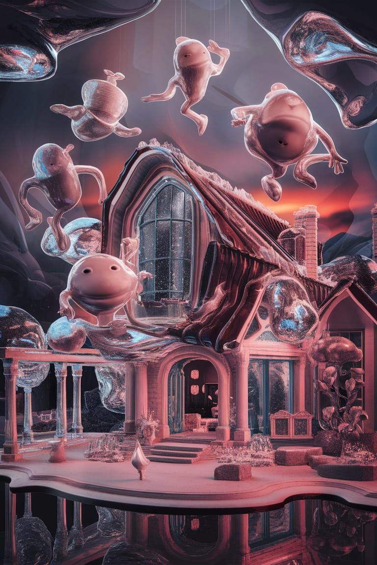 Whimsical Humanoid Entities in Anti-Gravity: 3D Doodle