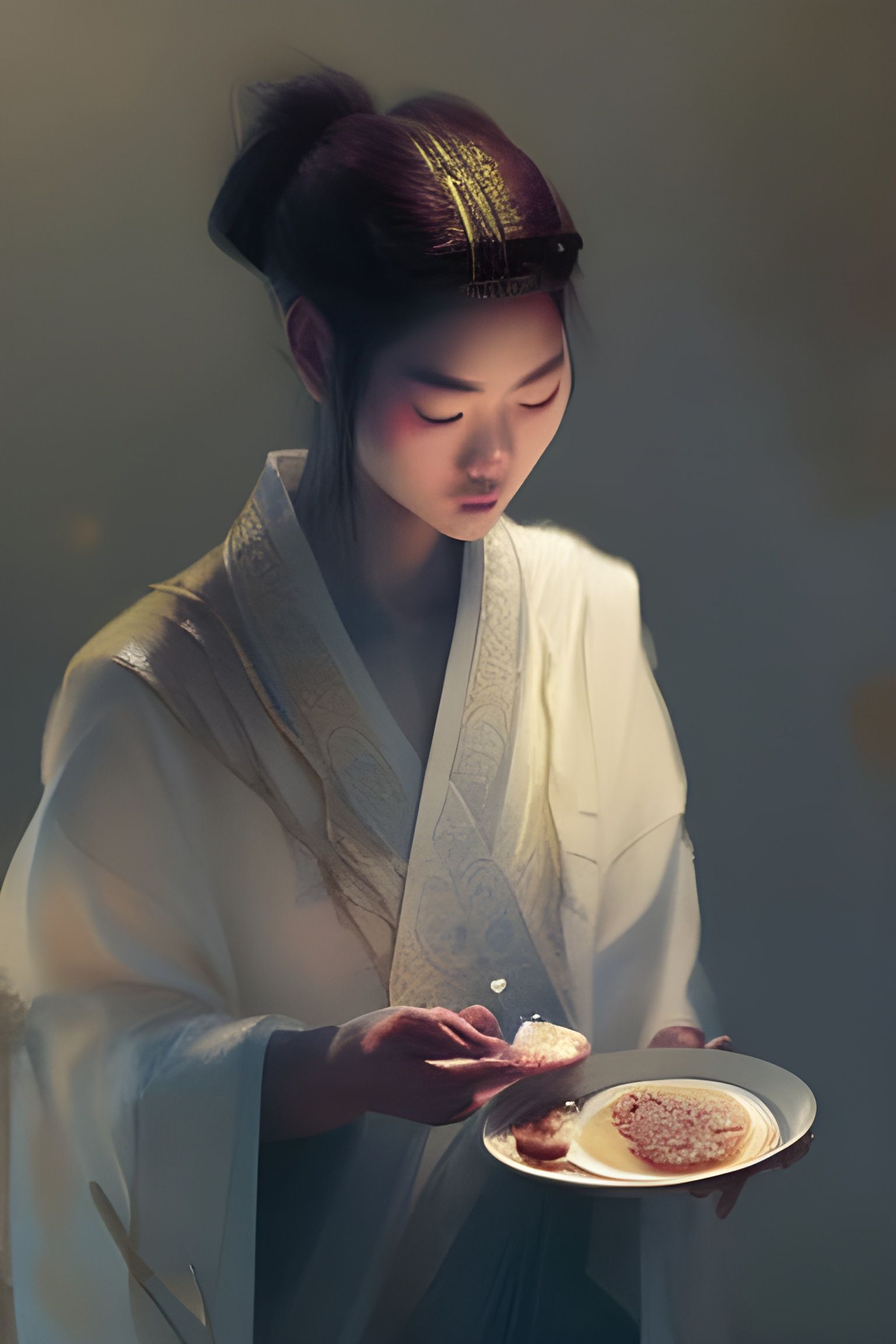 Moon Festival Food and Portrait, Digital Painting