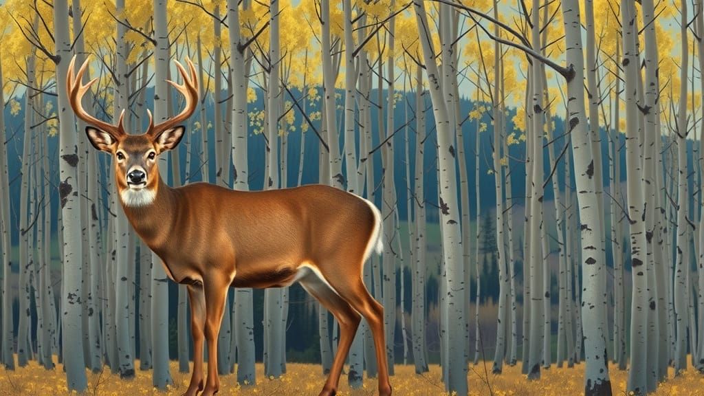 Majestic Deer in Golden Aspen Forest