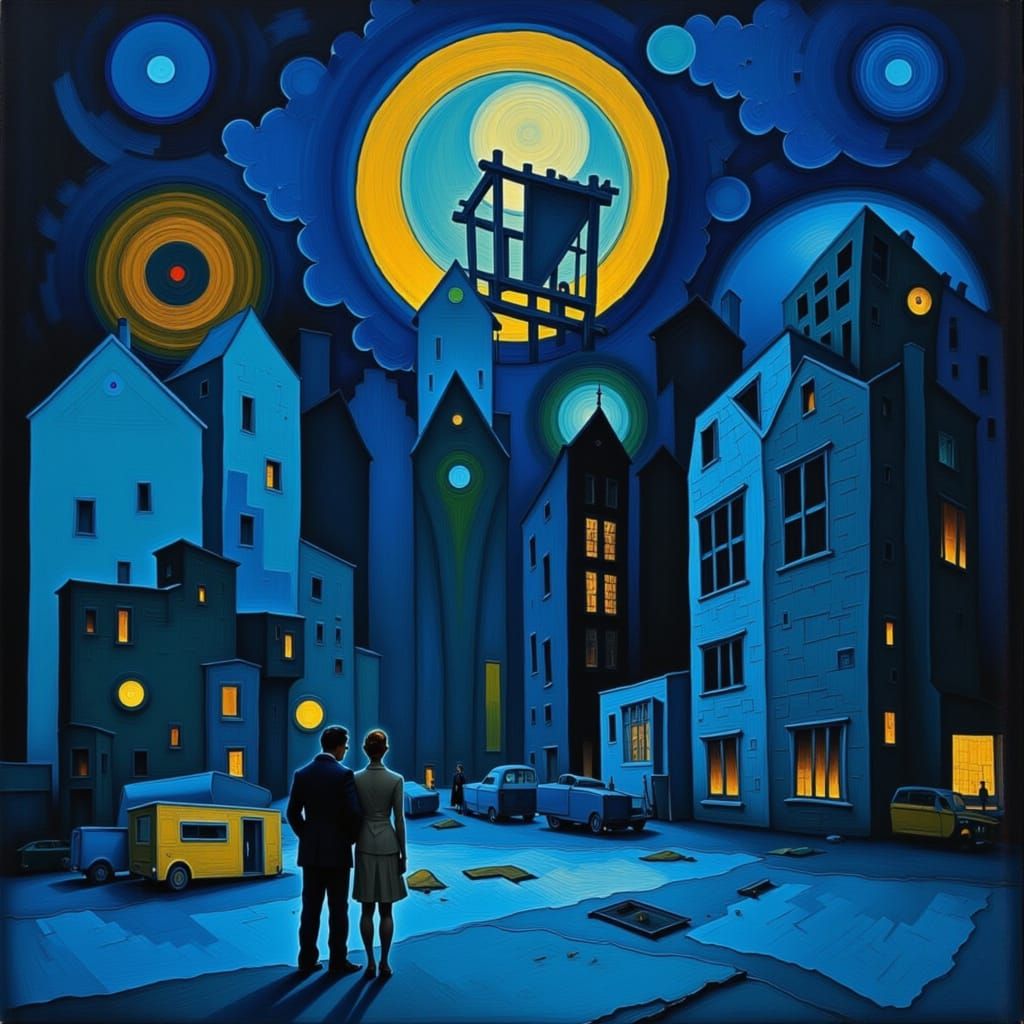 Abstract Dark Blue Composition Conveying Unease