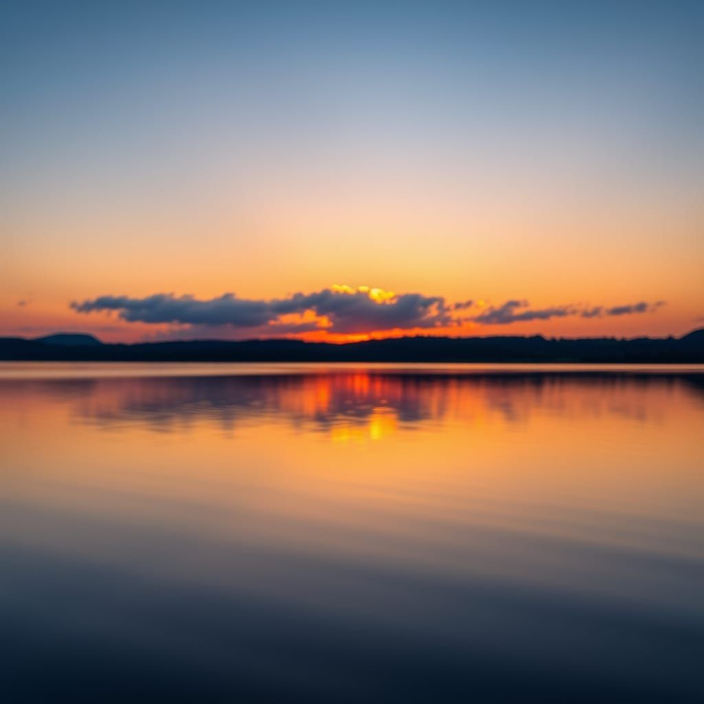 Breathtaking Lake Sunset in Golden Hour Light
