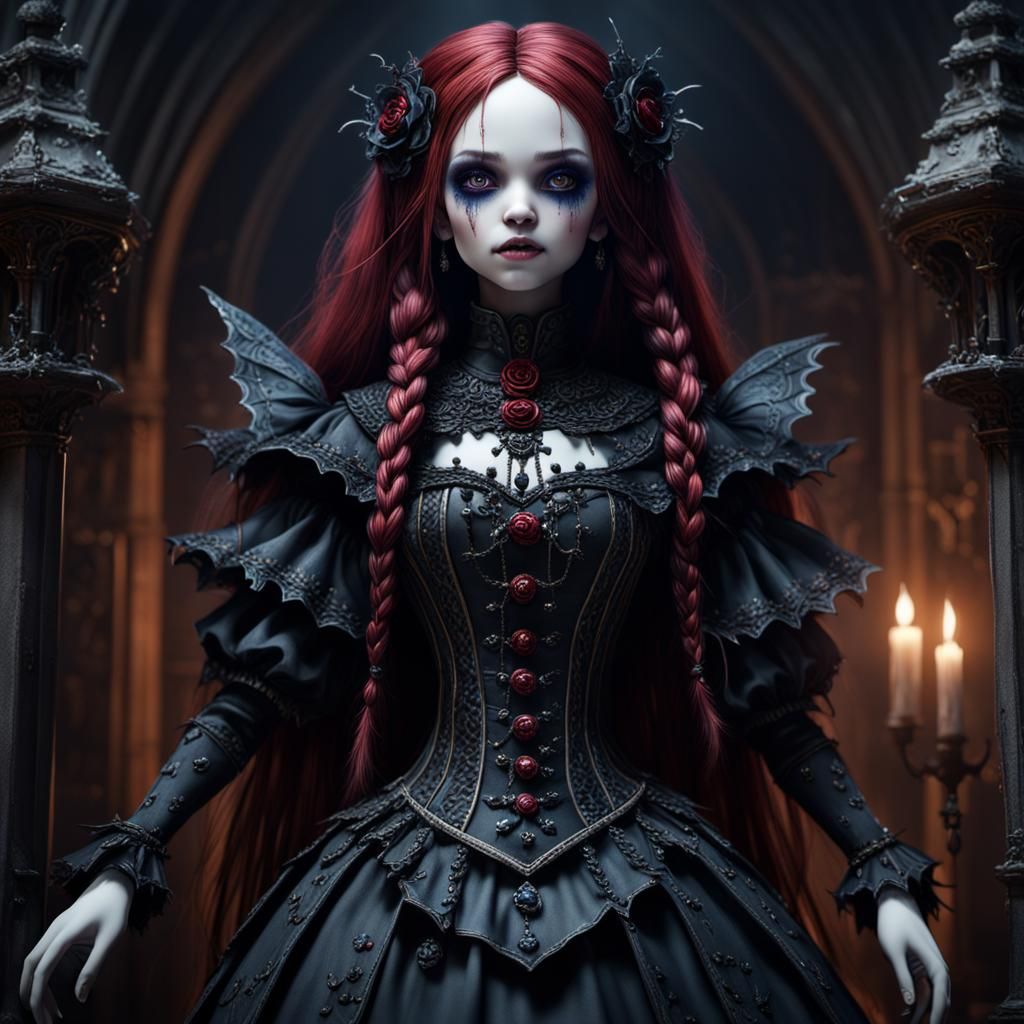 Detailed Gothic Doll in Fantasy Concept Art