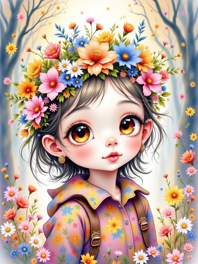 Autumn Celebration: Cute Baby Girl Illustration