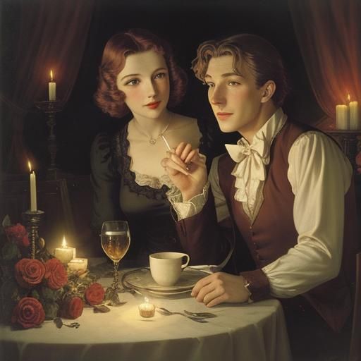 Romantic First Date in Colored Ink Style