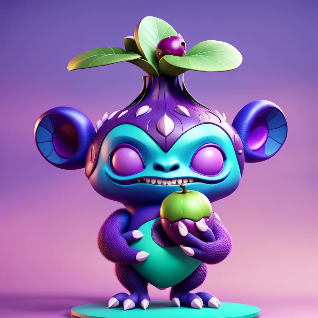 Mangosteen Creature in 3D Pixar Style