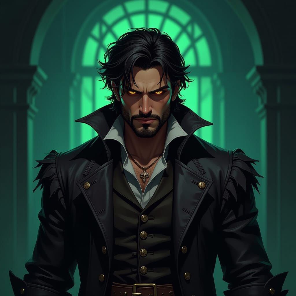 Gothic Oil Painting of Hacklord Shedletsky in Shadowy Lab