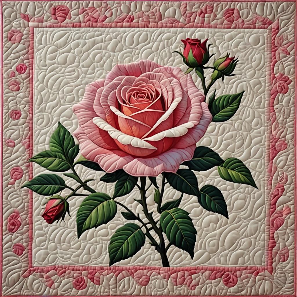 Quilt Art: Beautiful Rose in Textile Design
