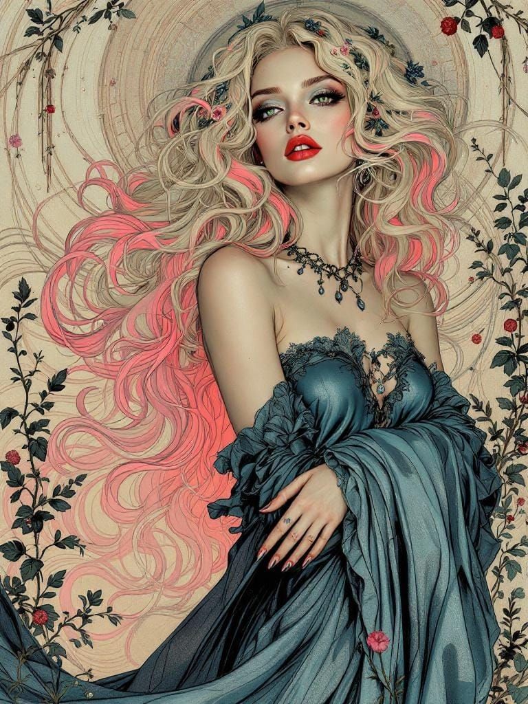 Pin-Up in Art Nouveau Gothic Style