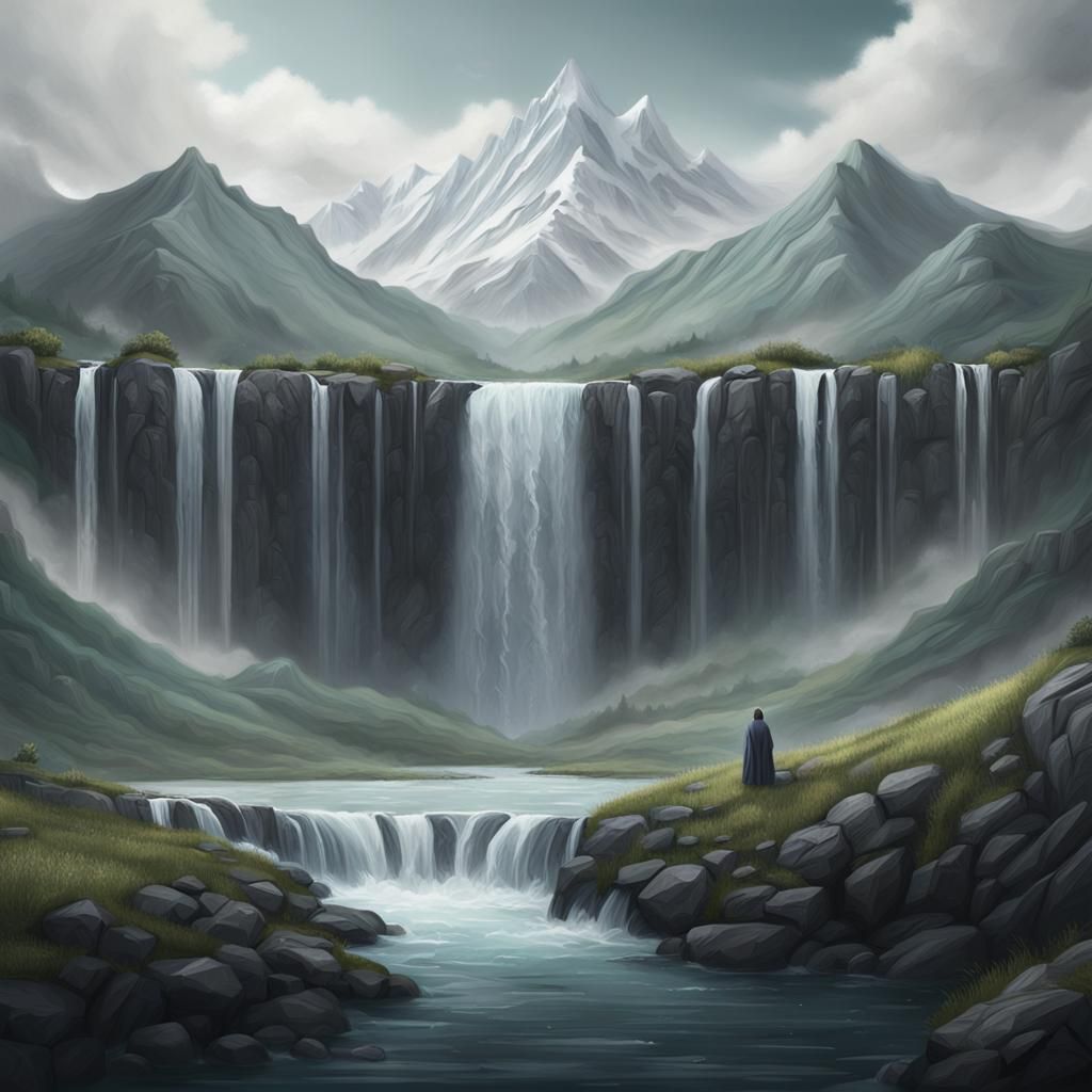 Hyperdetailed Waterfall and Mountains in 4K