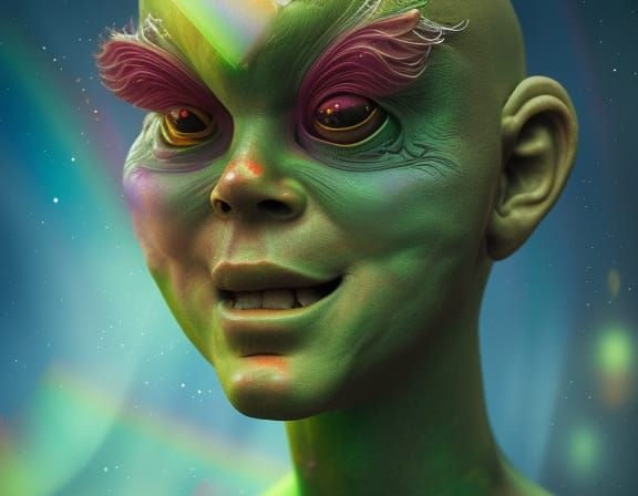 Rainbow Cyclops in Enchanted Forest, Digital Art