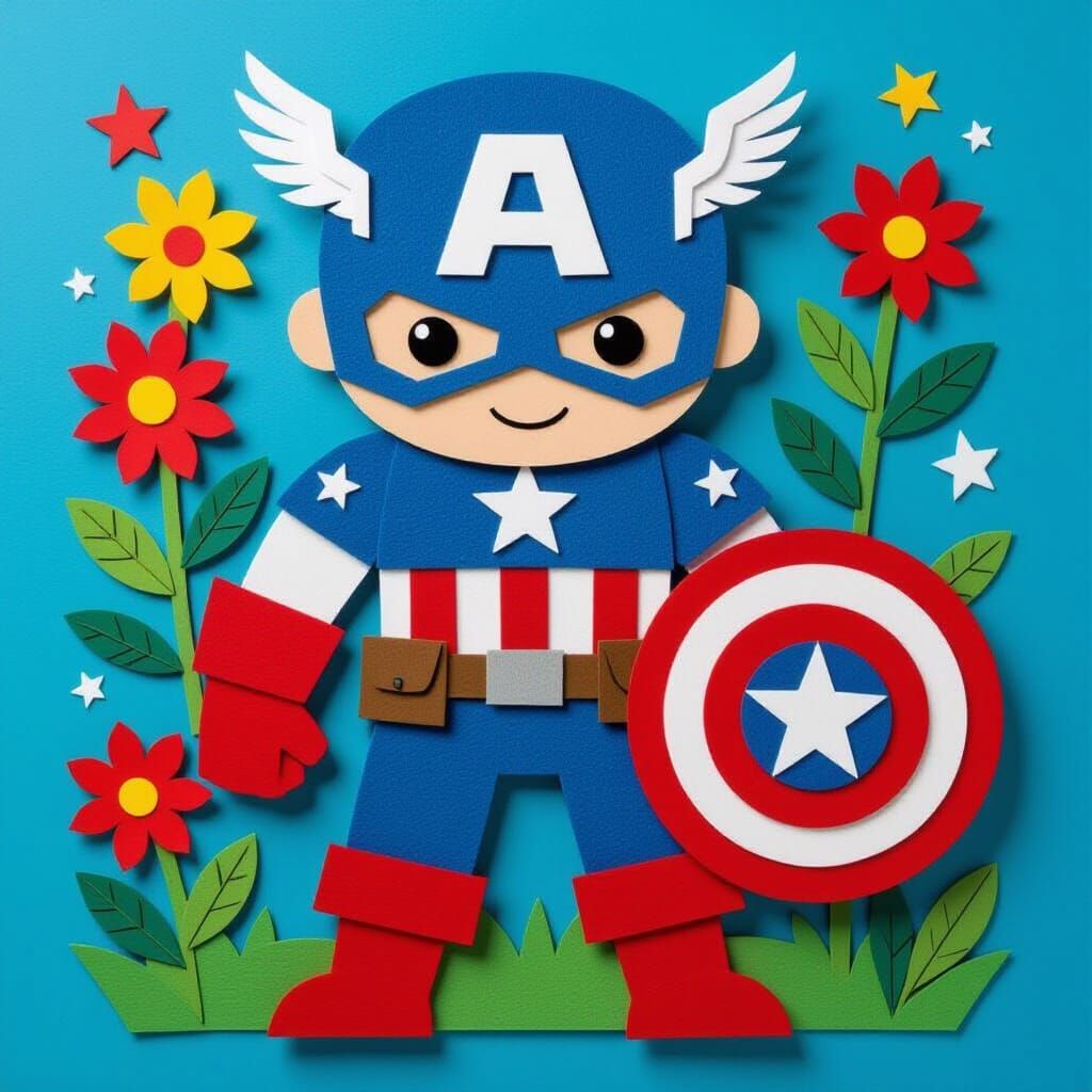 Captain America Felt Cutout Paper Craft