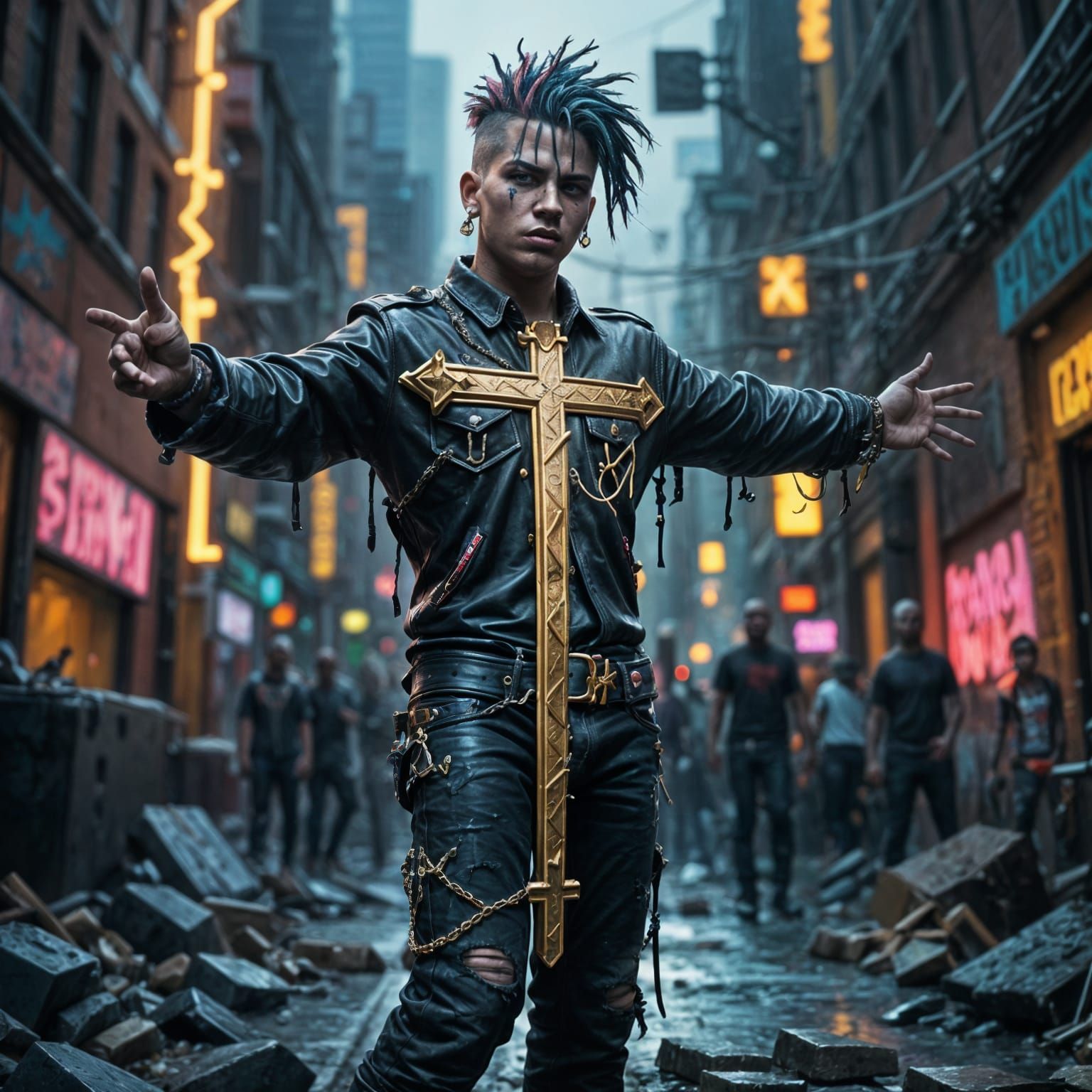 Hyperrealistic Punk Rock Cross Concept Art