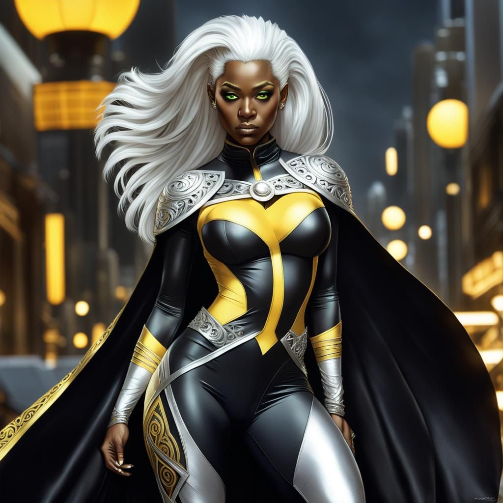 Hyperrealistic Storm of X-Men in Rocco-Yellow and Black