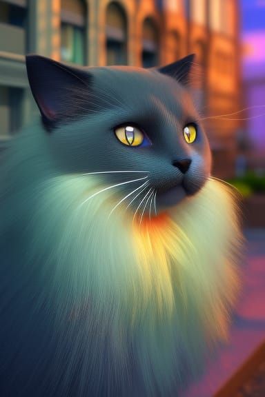 Elegant Fashionist Cat in Art Deco Cityscape