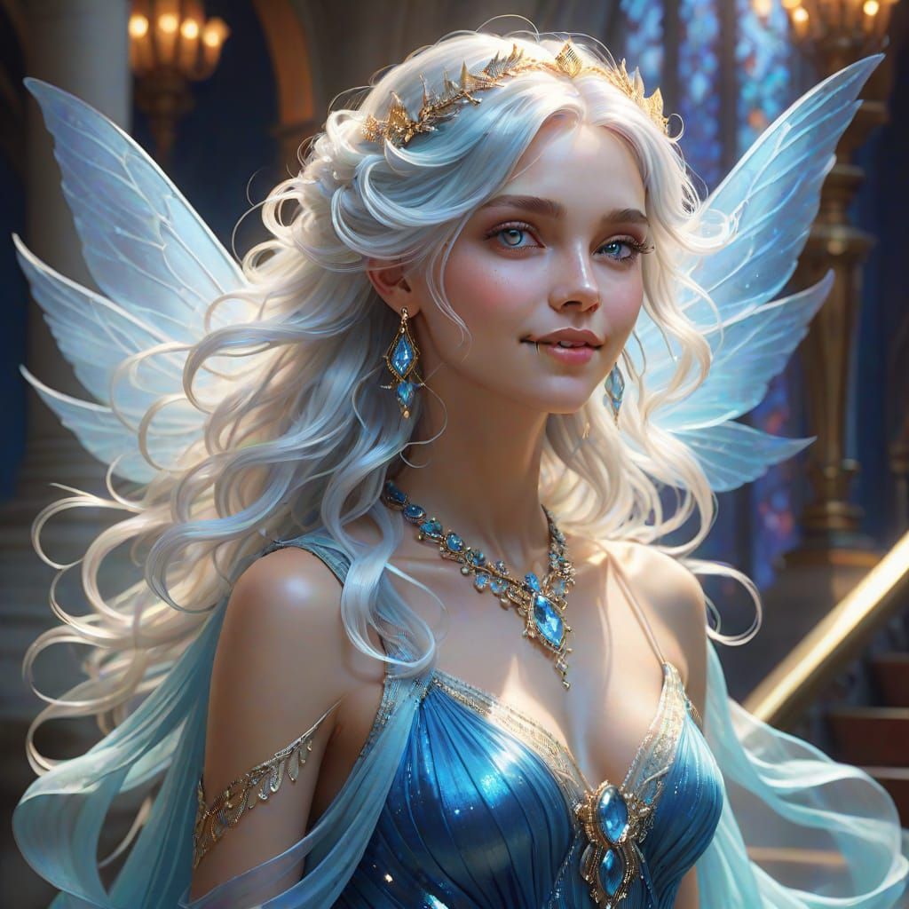Fairy in Blue Gown Digital Art Portrait
