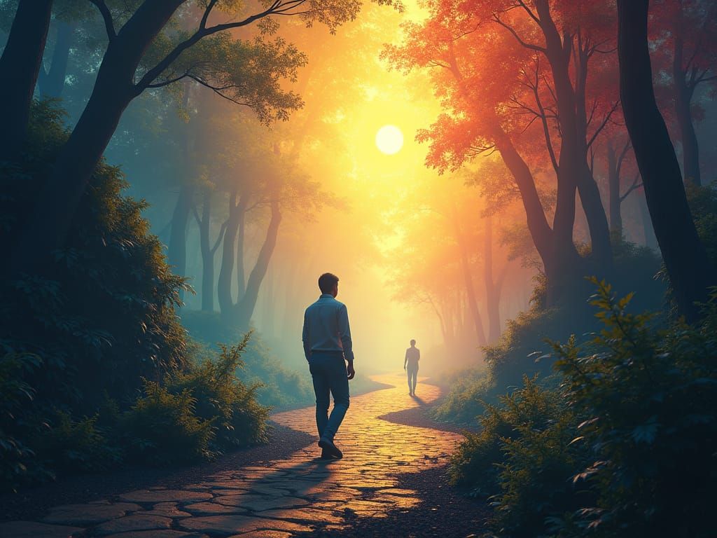 Adult Learner's Path to Enlightenment as Concept Art