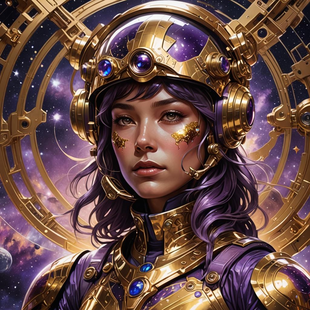 Astronaut in Distant Galaxy in Art Nouveau Style