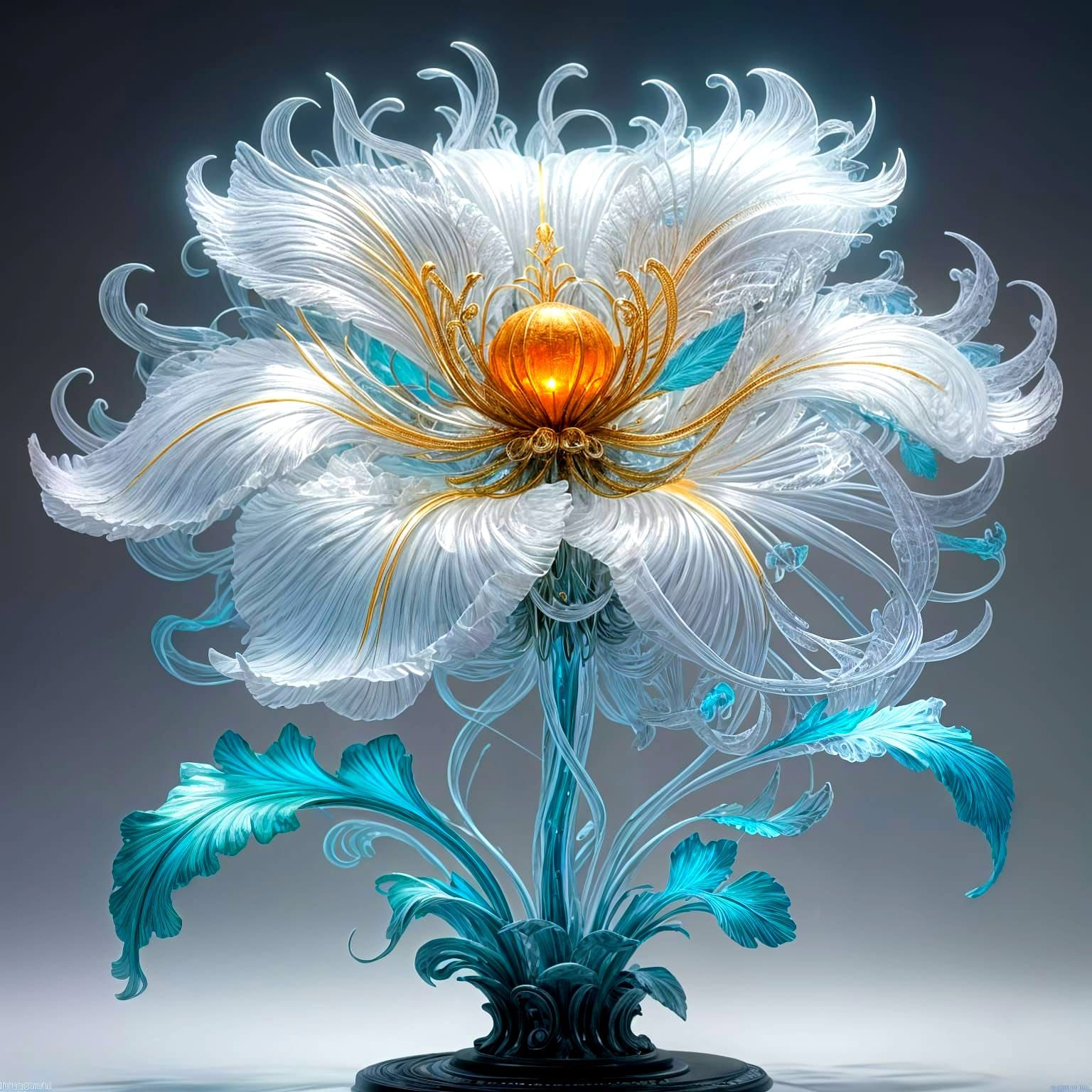 Surreal Marble Goddess Blooms with Fluorescent Beauty