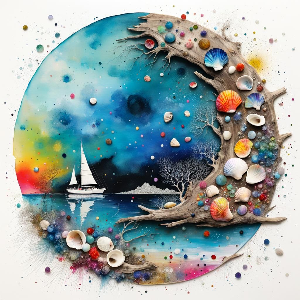 Yin Yang Yacht in Dreamy Impressionism Style