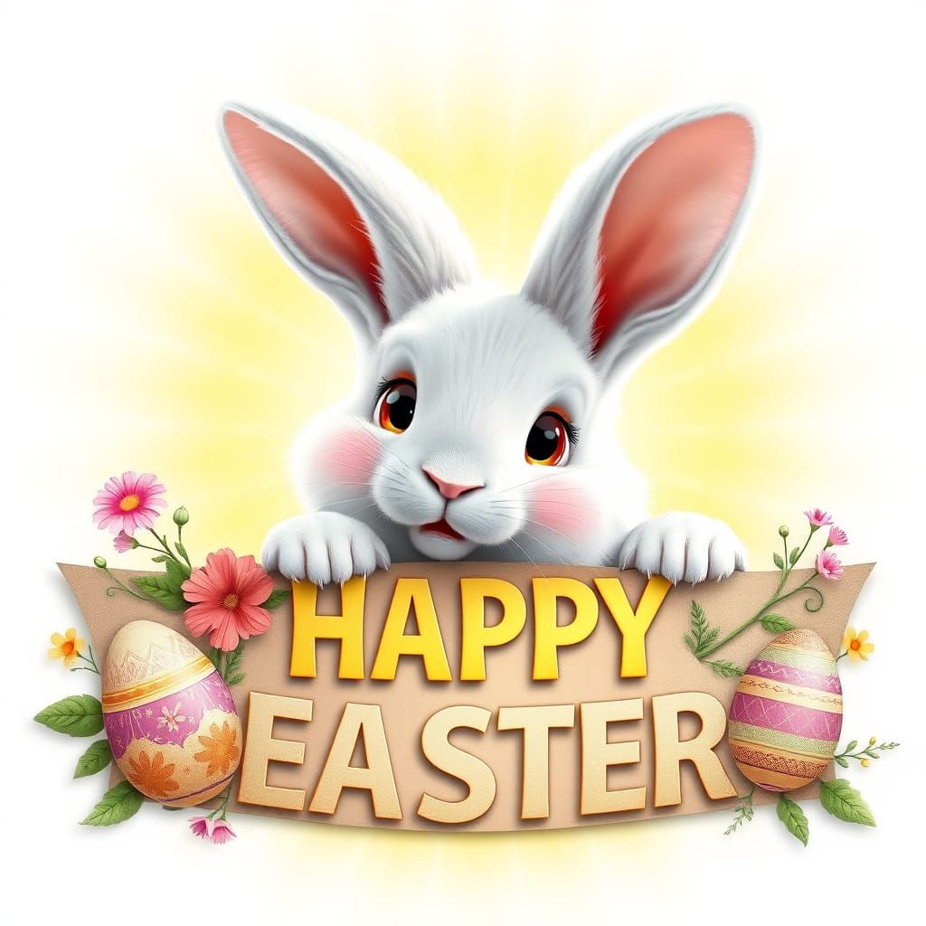 Charming Easter Bunny Adorns Vibrant Spring Banner