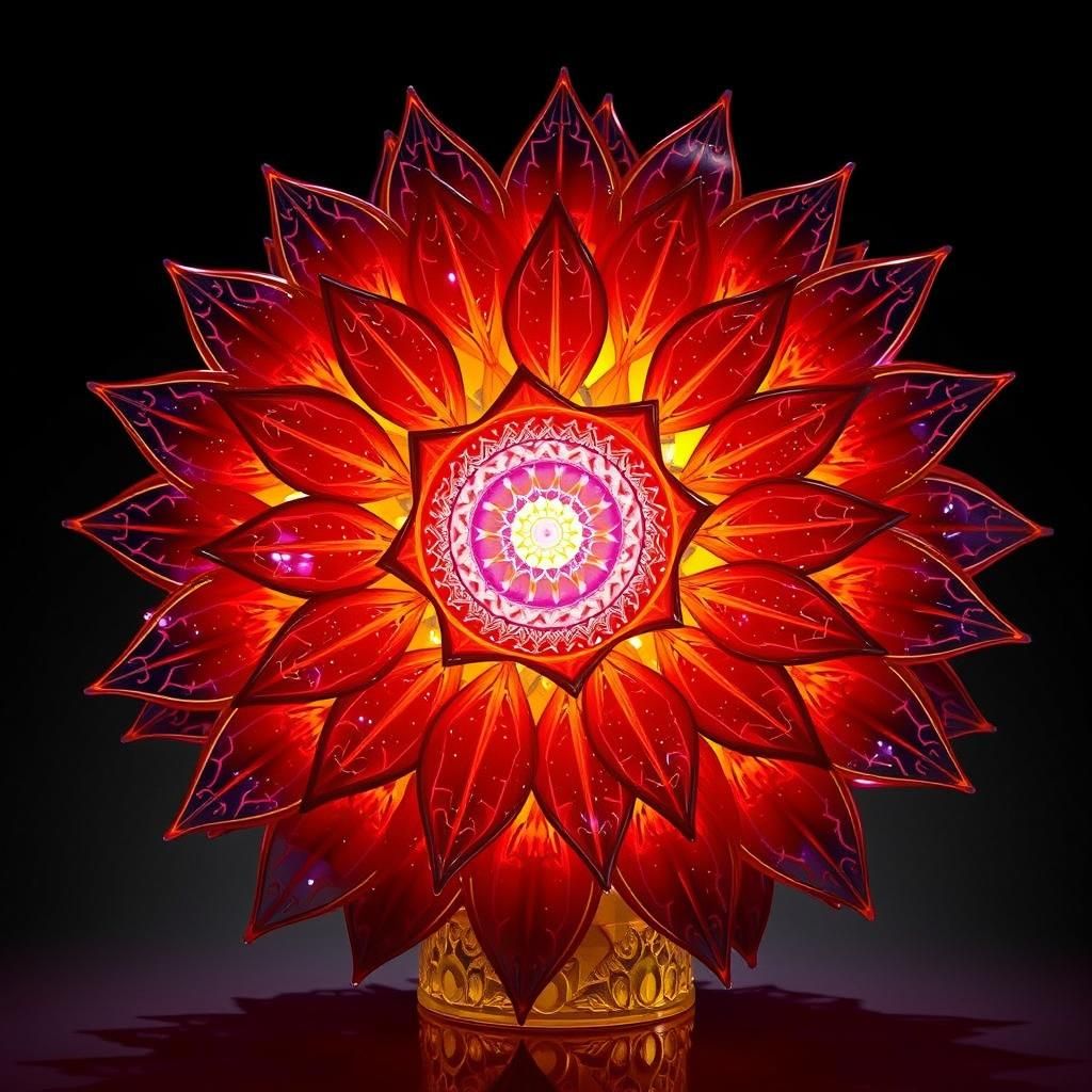 Magenta and Gold Glass Sunflower Sculpture