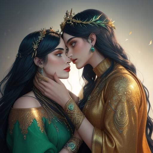 Two Women with Exquisite Metallic Sheen