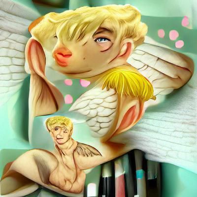 Blushing Angel Boy in Pin-Up Style