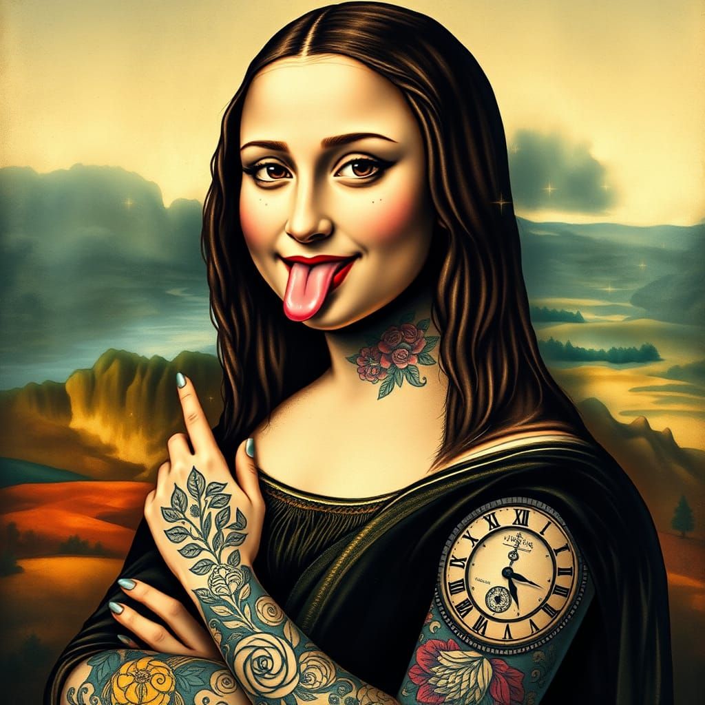 Tattooed Mona Lisa Sticks Out Tongue: Modern Renaissance