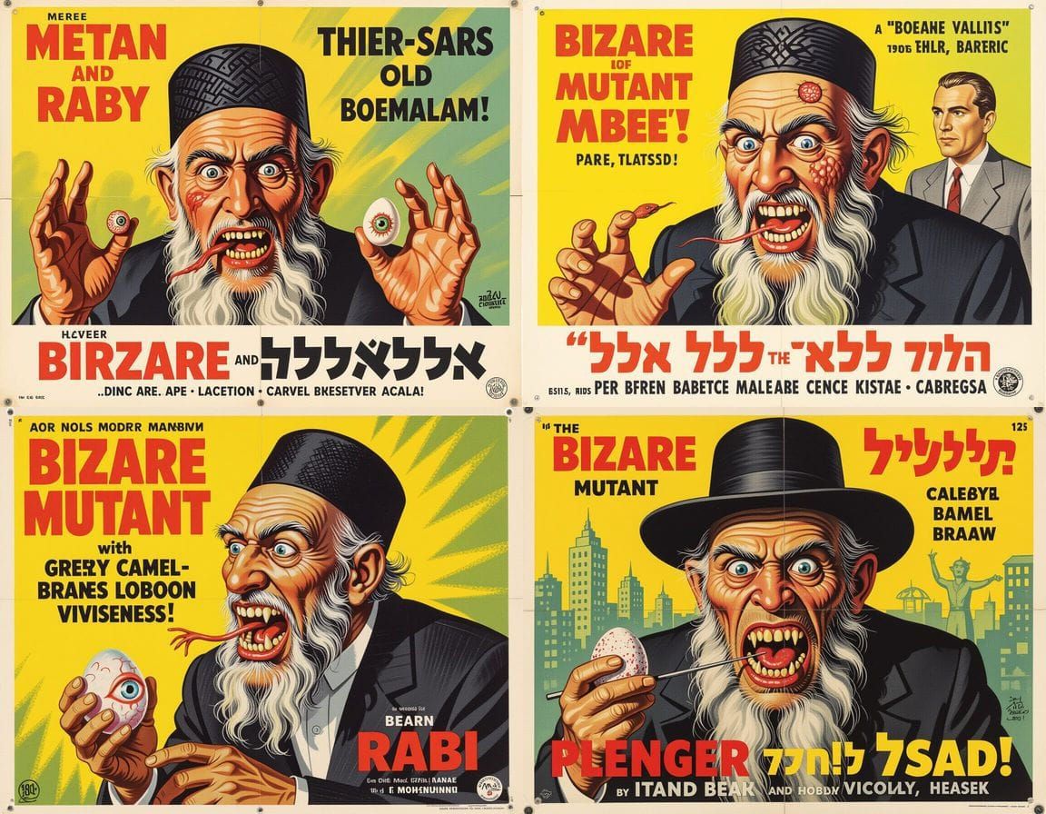 Mutant Rabbi Horror: 1950s Movie Poster Style