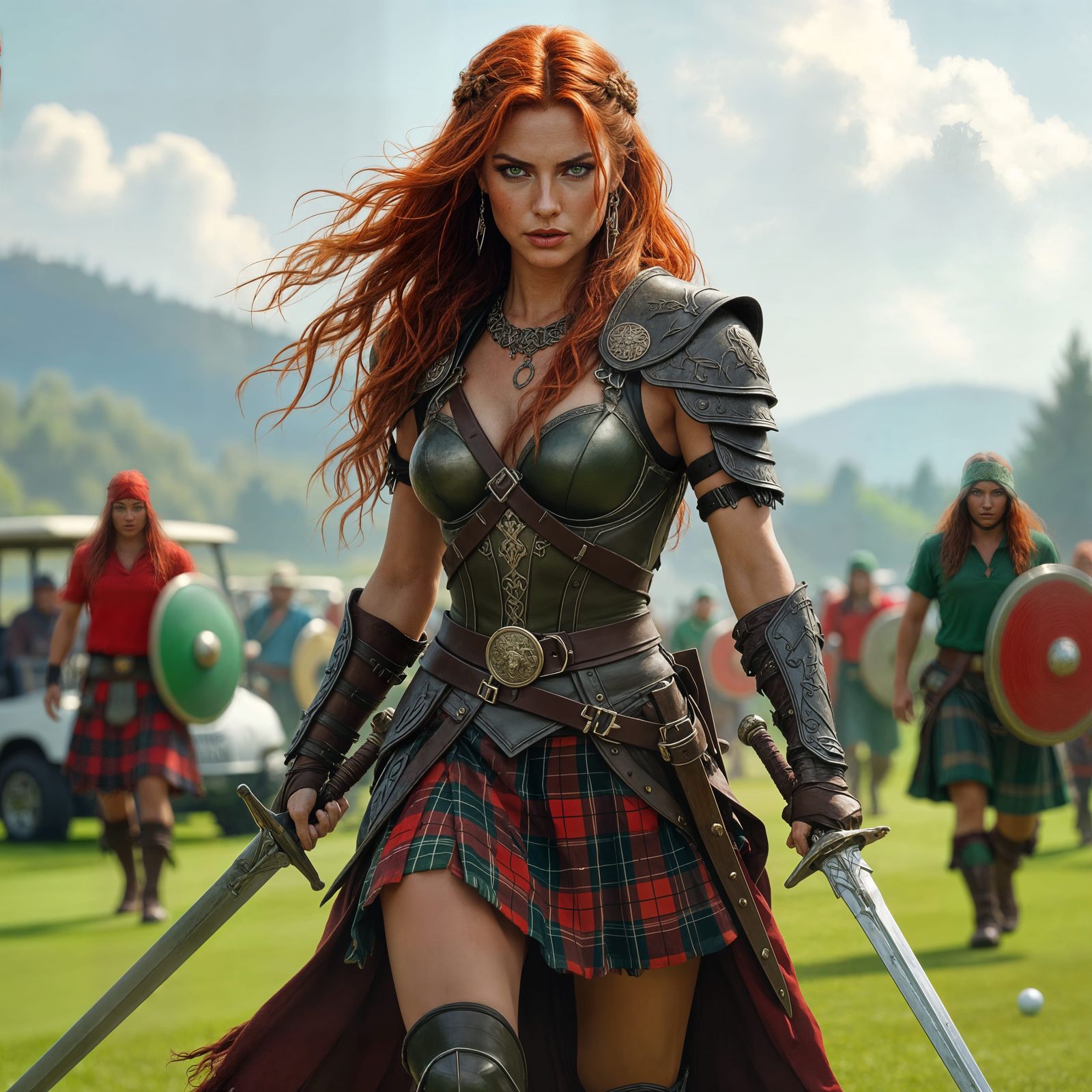 Celtic Queen Leads Warriors on Golf Course Invasion