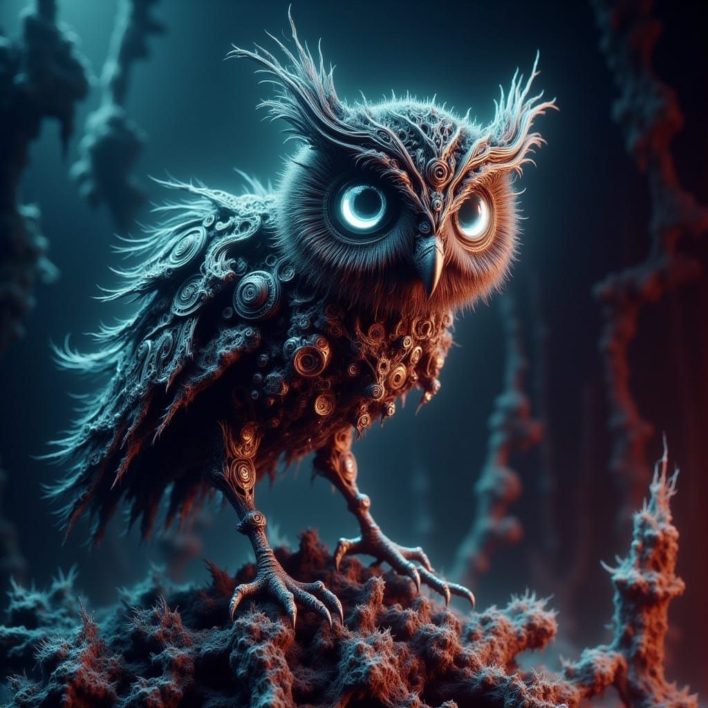 Steampunk Owl on Romantic Ruins