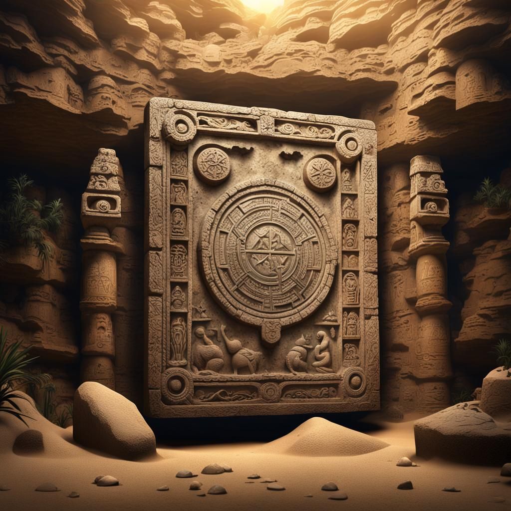 Mysterious Ancient Ruin Door in an Underwater Cave