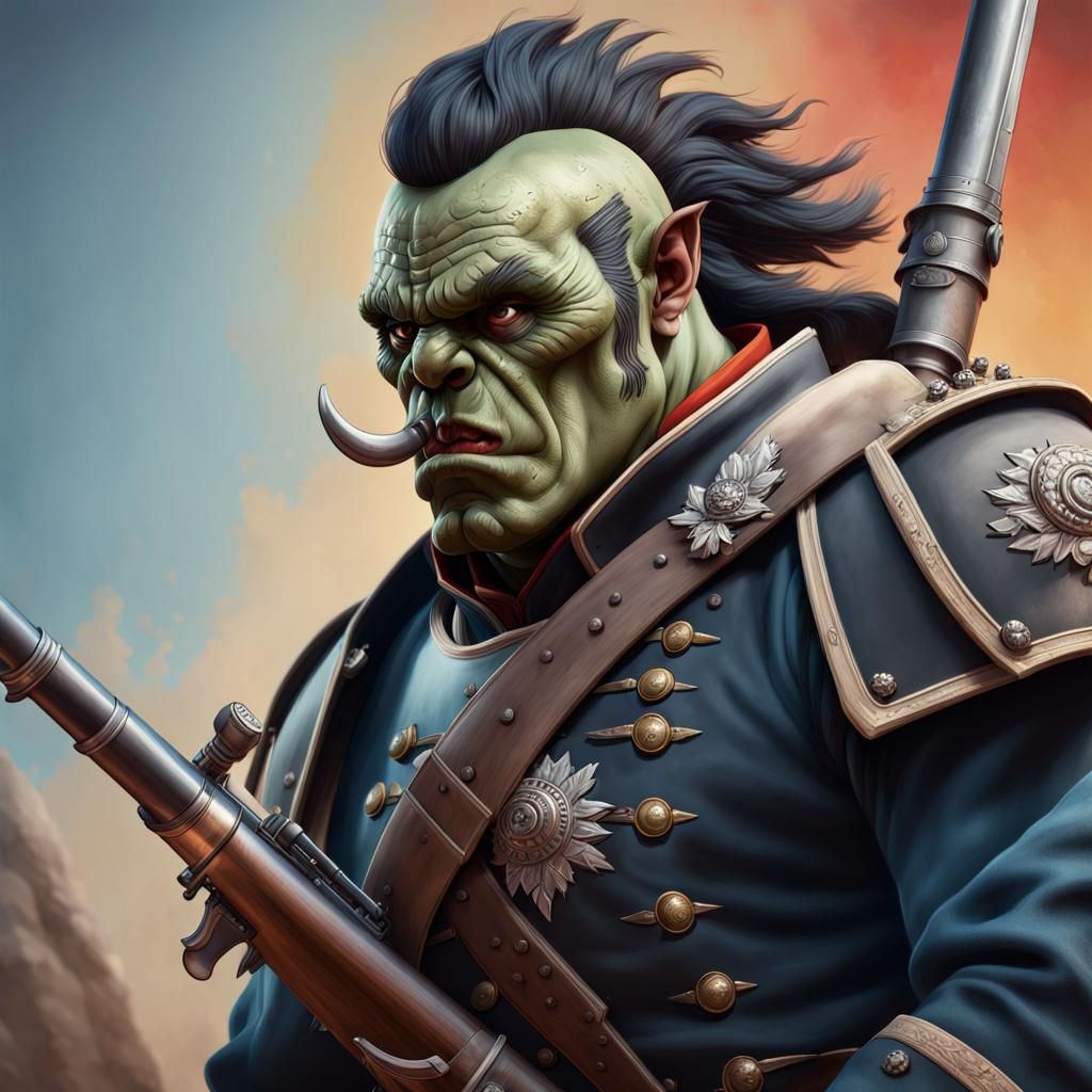 Napoleonic Orc Soldier: Hyperrealistic Concept Art