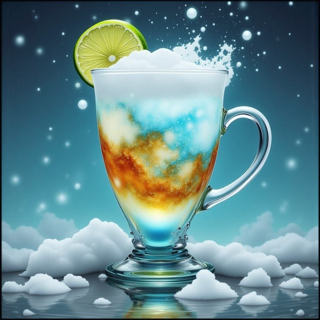 Effervescent Drink Swirling into Crystal Tankard