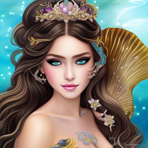 Elegant Mermaid in Detailed Underwater Landscape