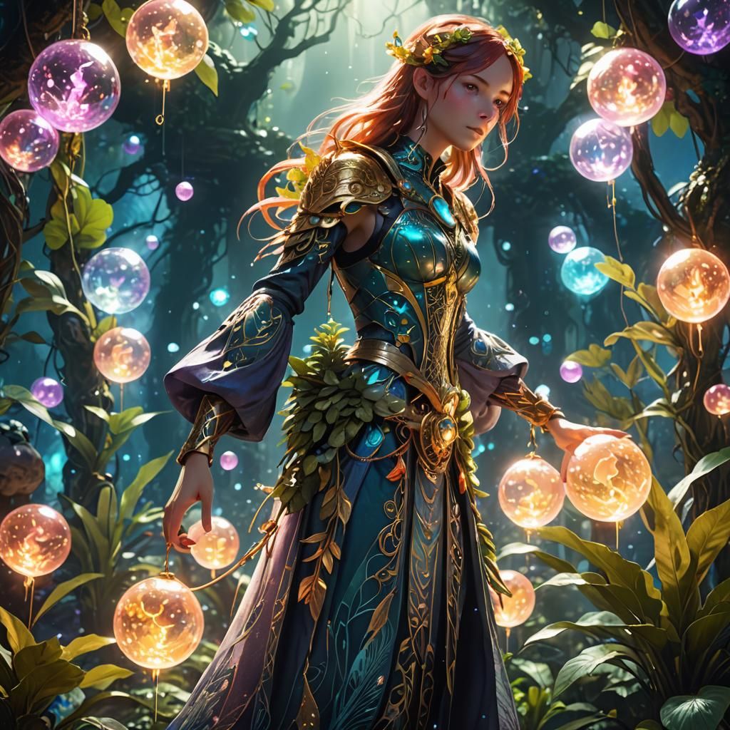 Anime Character in Mystical Realm: Digital Matte Painting