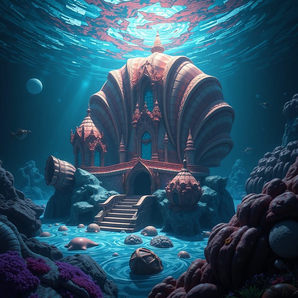 Sunken Seashell Castle: Detailed Matte Painting