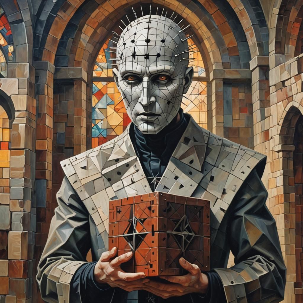 Pinhead in Abandoned Church, Abstract Cubism Style