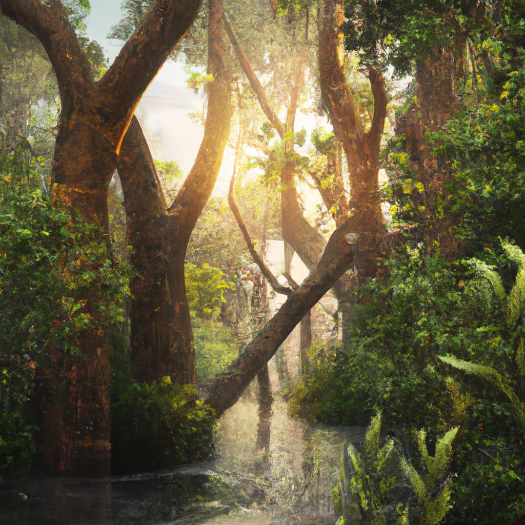 Impressionist Mangrove River Sunset in Octane Render