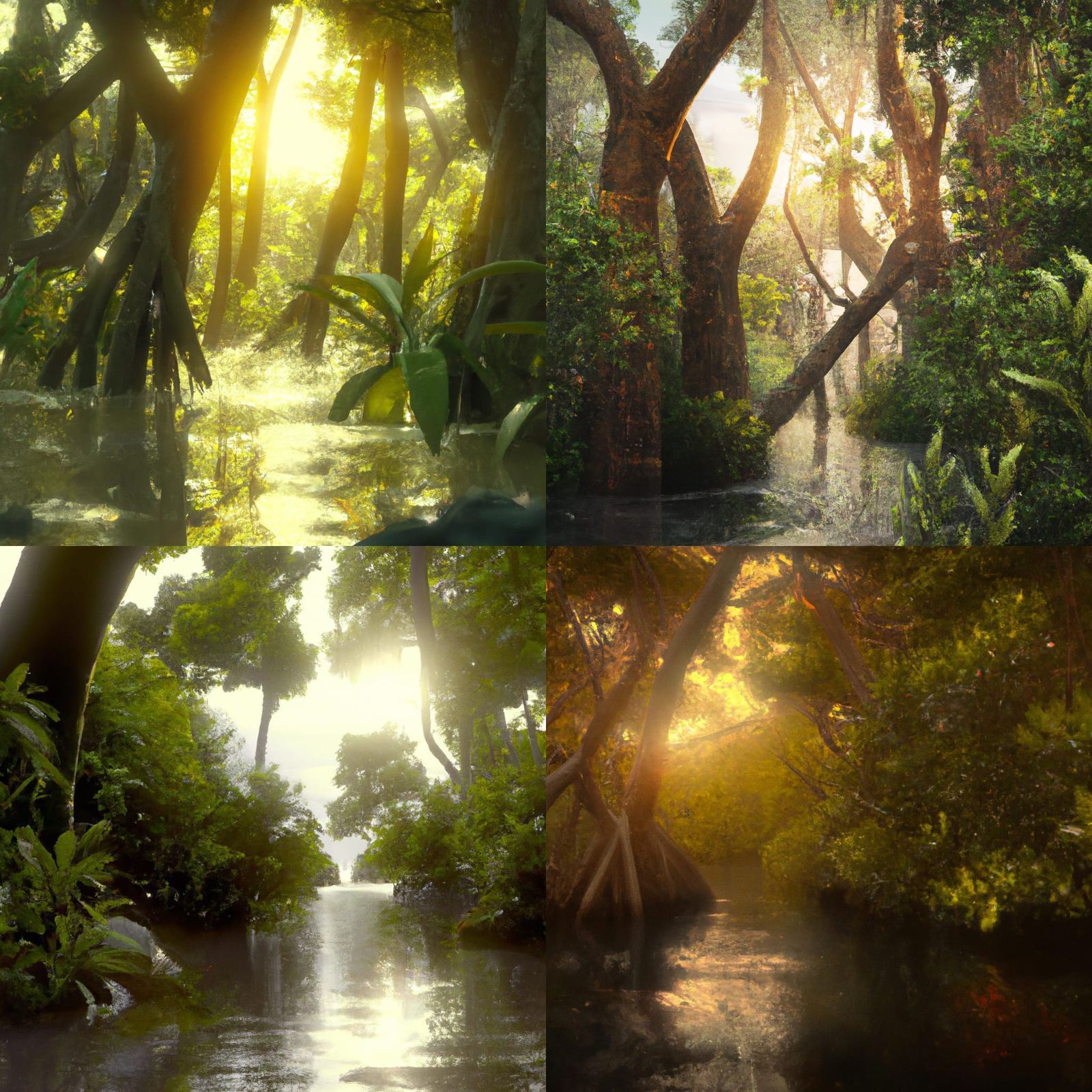 Impressionistic Mangrove River Sunset in Octane Render