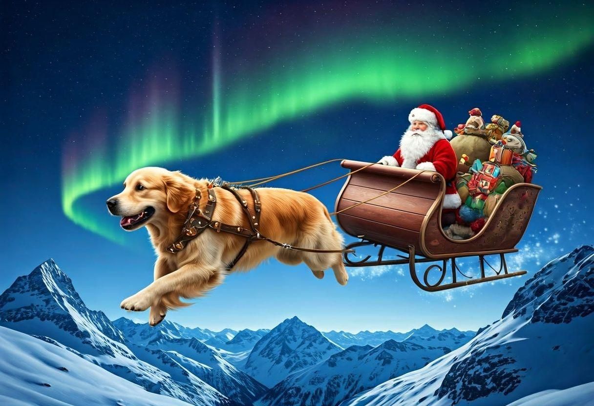 Golden Retriever Soars Through the Air, Pulling a Majestic S...