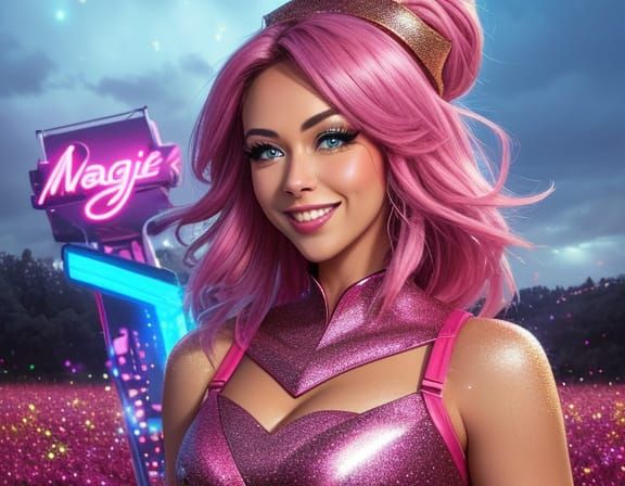 Sweet Creature Skipping Through Glitter Field in Oil Paintin...