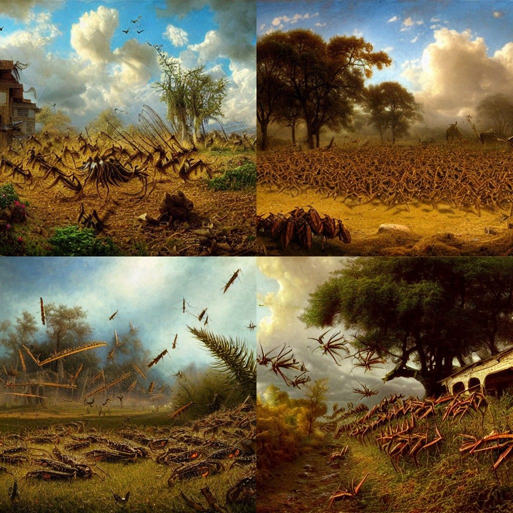 Sinister Locusts Attack Farmlands in Hyperrealism